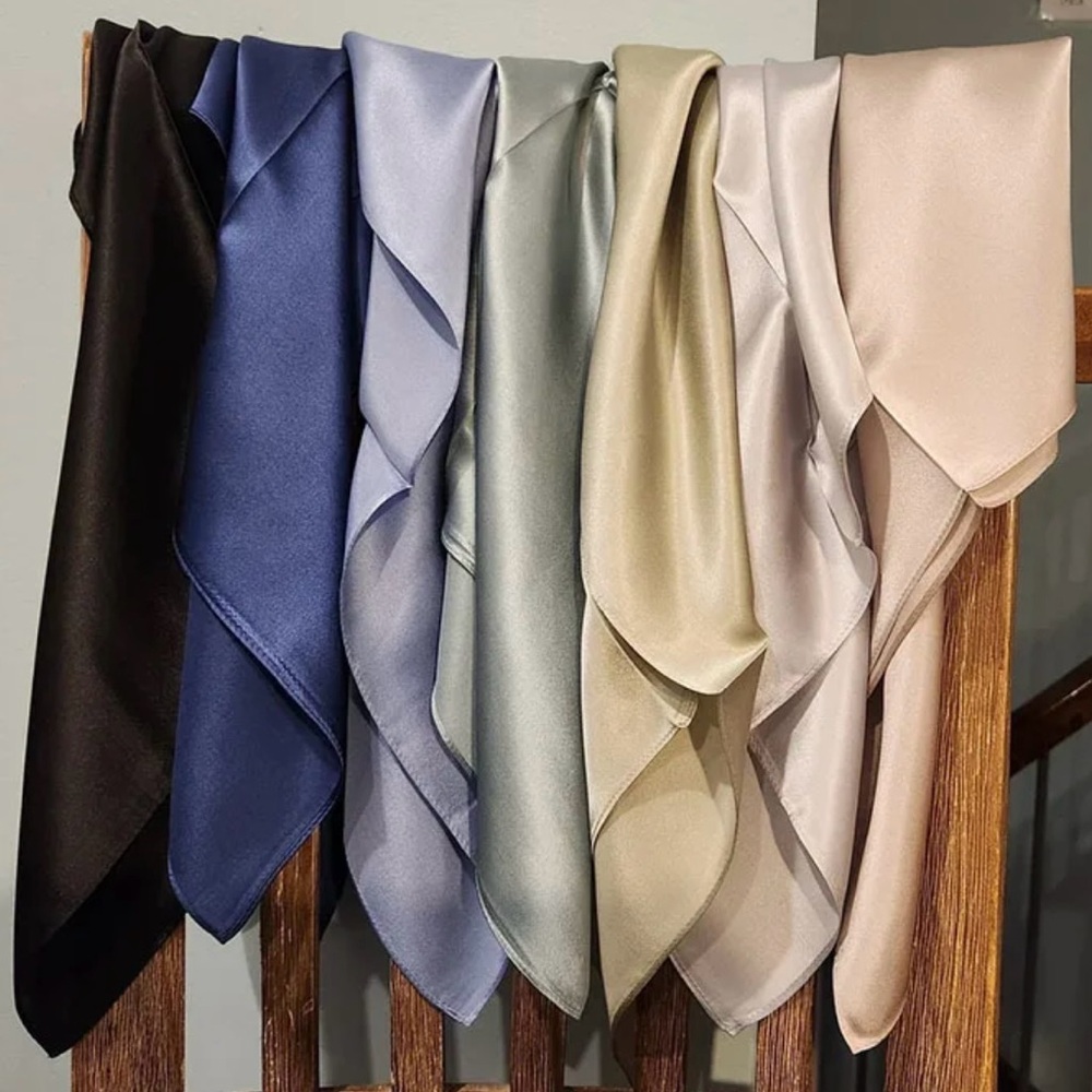 Luxurious 100% Raw Silk Square 27.5” Different Colors Scarf By Fun Silk